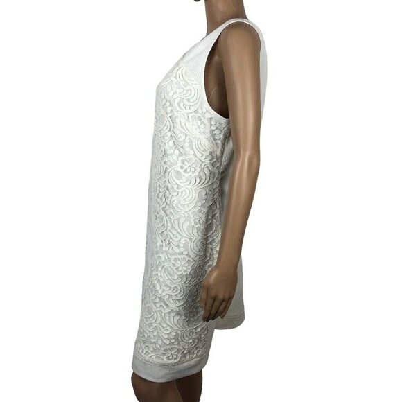 Vince Camuto White Floral Lace Pencil Sheath‎ Dress Sleeveless Bodycon Size 14 - Picture 4 of 7